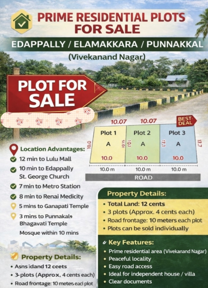 Land for sale at Elamakkara vivekanda nagar